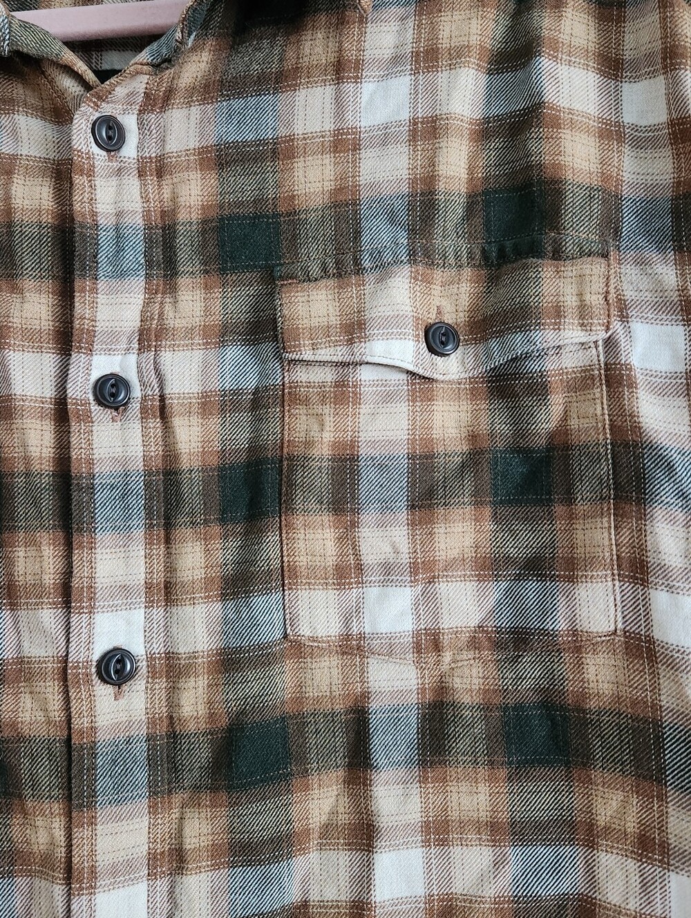 Brown And Grey Plaid Flannel Button Up Patagonia Size Large - Picture 3 of 8